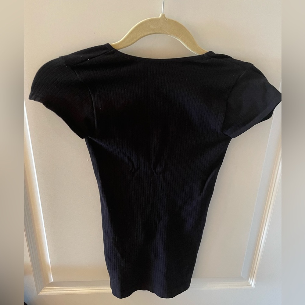 Free People Black Cap Sleeve Stretch Top XS/S - Picture 3 of 3